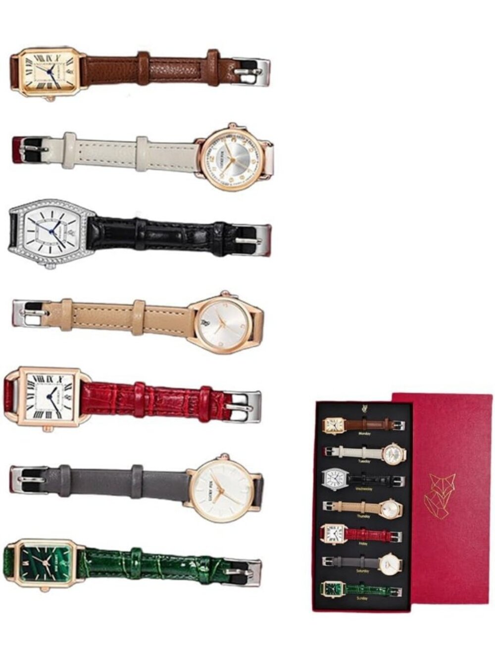 Chic Vintage Leather Band Quartz Wristwatch Set - 7 Stylish Analog Dress Watches